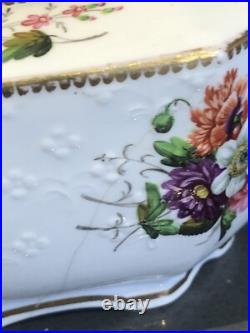Rare Antique Spode 2527 Porcelain Teapot Staples Repair Early 19th Century
