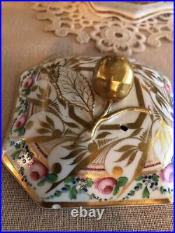 Rare Antique Spode Porcelain Teapot Early 19th Century Gold Finial Octagonal