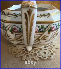 Rare Antique Spode Porcelain Teapot Early 19th Century Gold Finial Octagonal