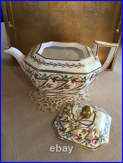 Rare Antique Spode Porcelain Teapot Early 19th Century Gold Finial Octagonal