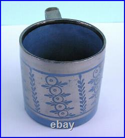 Rare Antique Staffordshire Pearlware SILVER LUSTRE Resist BLUE GROUND Mug c1820 Rare Antique Staffordshire Pearlware SILVER LUSTRE Resist BLUE GROUND Mug c1820