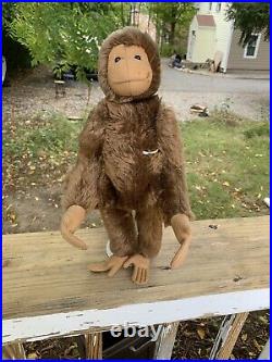 Rare Antique Steiff Monkey W Blank Button Very Early 1900s 100% Mohair Remains