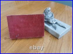 Rare Antique Toad Bookends Silvered Copper On Marble Bases SUZANNE BIZARD 1920's