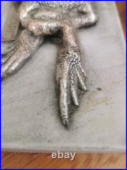 Rare Antique Toad Bookends Silvered Copper On Marble Bases SUZANNE BIZARD 1920's