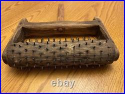 Rare! Antique Treen Cracker Biscuit Pricker Rolling Pin Early Wood Wire Tool Rare! Antique Treen Cracker Biscuit Pricker Rolling Pin Early Wood Wire Tool
