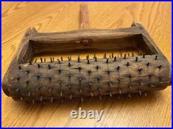 Rare! Antique Treen Cracker Biscuit Pricker Rolling Pin Early Wood Wire Tool Rare! Antique Treen Cracker Biscuit Pricker Rolling Pin Early Wood Wire Tool