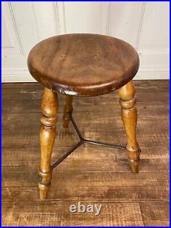 Rare Antique Victorian Solid Elm Lace Makers Stool