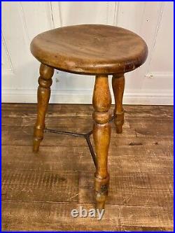 Rare Antique Victorian Solid Elm Lace Makers Stool