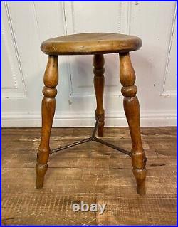 Rare Antique Victorian Solid Elm Lace Makers Stool