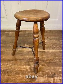 Rare Antique Victorian Solid Elm Lace Makers Stool