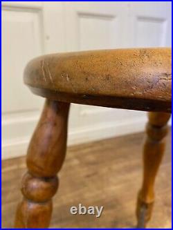 Rare Antique Victorian Solid Elm Lace Makers Stool