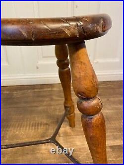 Rare Antique Victorian Solid Elm Lace Makers Stool