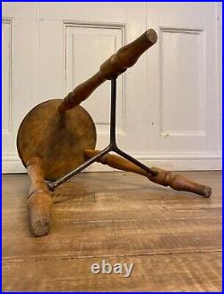 Rare Antique Victorian Solid Elm Lace Makers Stool