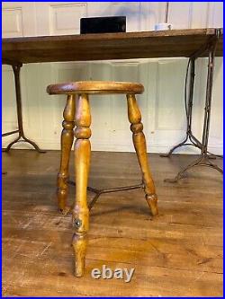 Rare Antique Victorian Solid Elm Lace Makers Stool