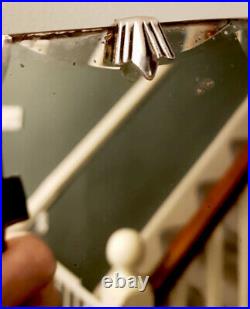 Rare Antique Vintage Art Deco Sunburst Detail Frameless Bevelled Edge Mirror