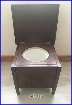 Rare Antique Vintage Primitive Commode Toilet Est. Early 1800s With Bean Pot