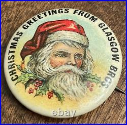Rare Antique Vtg Early 1900s 1.25 Santa Claus Glasgow Bros Pinback Pin Button
