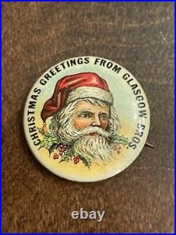 Rare Antique Vtg Early 1900s 1.25 Santa Claus Glasgow Bros Pinback Pin Button