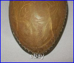 Rare Antique Vtg Early 19th C 1800s Folk Art Carved Ox Horn Cup Alvaro Ripalda
