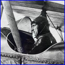 Rare Antique WW1 Aviation Photograph Early Biplane Pilot In Cockpit Framed