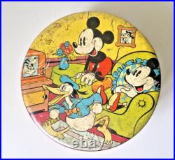 Rare Antique Walt Disney Tin Early 1930s Mickey Mouse, Minnie, Pluto, Clarabelle