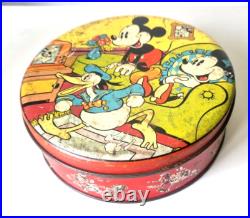 Rare Antique Walt Disney Tin Early 1930s Mickey Mouse, Minnie, Pluto, Clarabelle