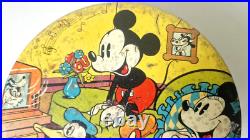 Rare Antique Walt Disney Tin Early 1930s Mickey Mouse, Minnie, Pluto, Clarabelle
