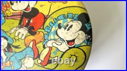 Rare Antique Walt Disney Tin Early 1930s Mickey Mouse, Minnie, Pluto, Clarabelle