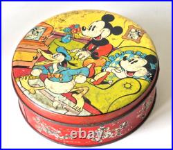 Rare Antique Walt Disney Tin Early 1930s Mickey Mouse, Minnie, Pluto, Clarabelle