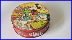 Rare Antique Walt Disney Tin Early 1930s Mickey Mouse, Minnie, Pluto, Clarabelle