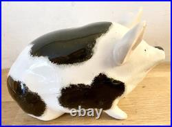 Rare Antique Wemyss Ware Small Black & White Pig marked Wemyss c. 1930