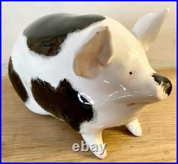 Rare Antique Wemyss Ware Small Black & White Pig marked Wemyss c. 1930
