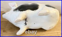 Rare Antique Wemyss Ware Small Black & White Pig marked Wemyss c. 1930