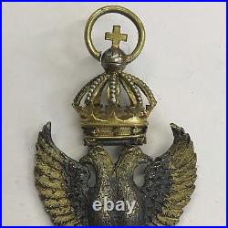 Rare Antique White Metal Gilt 30th Degree Eagle Crowned Jewel Good Early Example