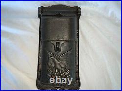 Rare Antique early 1900's Cast Iron House US Mail Mailbox Eagle & Crossed Flags Rare Antique early 1900's Cast Iron House US Mail Mailbox Eagle & Crossed Flags