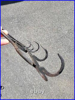 Rare Antique early American Colonial wrought iron Folk Art 18th c kitchen hook's
