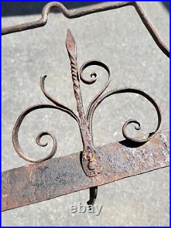 Rare Antique early American Colonial wrought iron Folk Art 18th c kitchen hook's