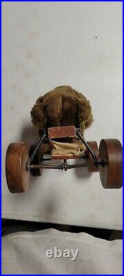 Rare Antique early Steiff Record Peter Pull Toy Jocko Monkey on Wheels Mohair