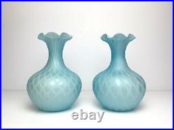 Rare Antique pair of cased blue satin vases by THOMAS WEBB & SONS early 19thC