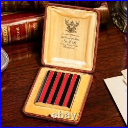 Rare Art Deco Antique Asian Siam Silver Black Red Enamel Cigarette Case