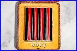 Rare Art Deco Antique Asian Siam Silver Black Red Enamel Cigarette Case