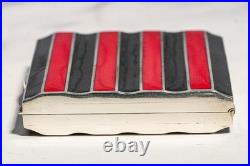 Rare Art Deco Antique Asian Siam Silver Black Red Enamel Cigarette Case