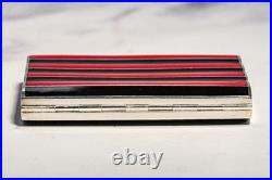 Rare Art Deco Antique Asian Siam Silver Black Red Enamel Cigarette Case