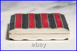 Rare Art Deco Antique Asian Siam Silver Black Red Enamel Cigarette Case