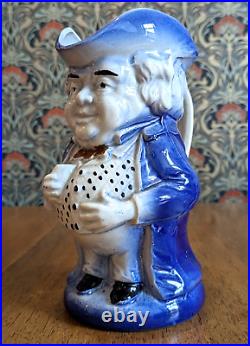 Rare Blue Toby Jug English Staffordshire Pearlware Antique Early 19th Century