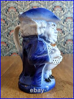 Rare Blue Toby Jug English Staffordshire Pearlware Antique Early 19th Century