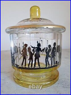 Rare Bohemian Glass Jar By Adolf Beckert, Art Deco Glass, Vintage Antique Glass Rare Bohemian Glass Jar By Adolf Beckert, Art Deco Glass, Vintage Antique Glass
