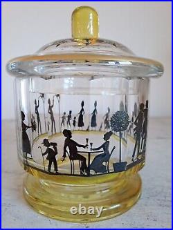 Rare Bohemian Glass Jar By Adolf Beckert, Art Deco Glass, Vintage Antique Glass Rare Bohemian Glass Jar By Adolf Beckert, Art Deco Glass, Vintage Antique Glass