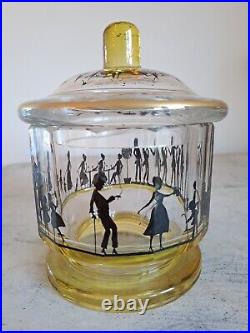 Rare Bohemian Glass Jar By Adolf Beckert, Art Deco Glass, Vintage Antique Glass Rare Bohemian Glass Jar By Adolf Beckert, Art Deco Glass, Vintage Antique Glass