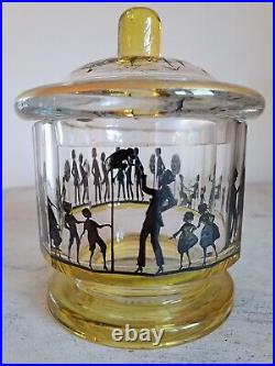 Rare Bohemian Glass Jar By Adolf Beckert, Art Deco Glass, Vintage Antique Glass Rare Bohemian Glass Jar By Adolf Beckert, Art Deco Glass, Vintage Antique Glass